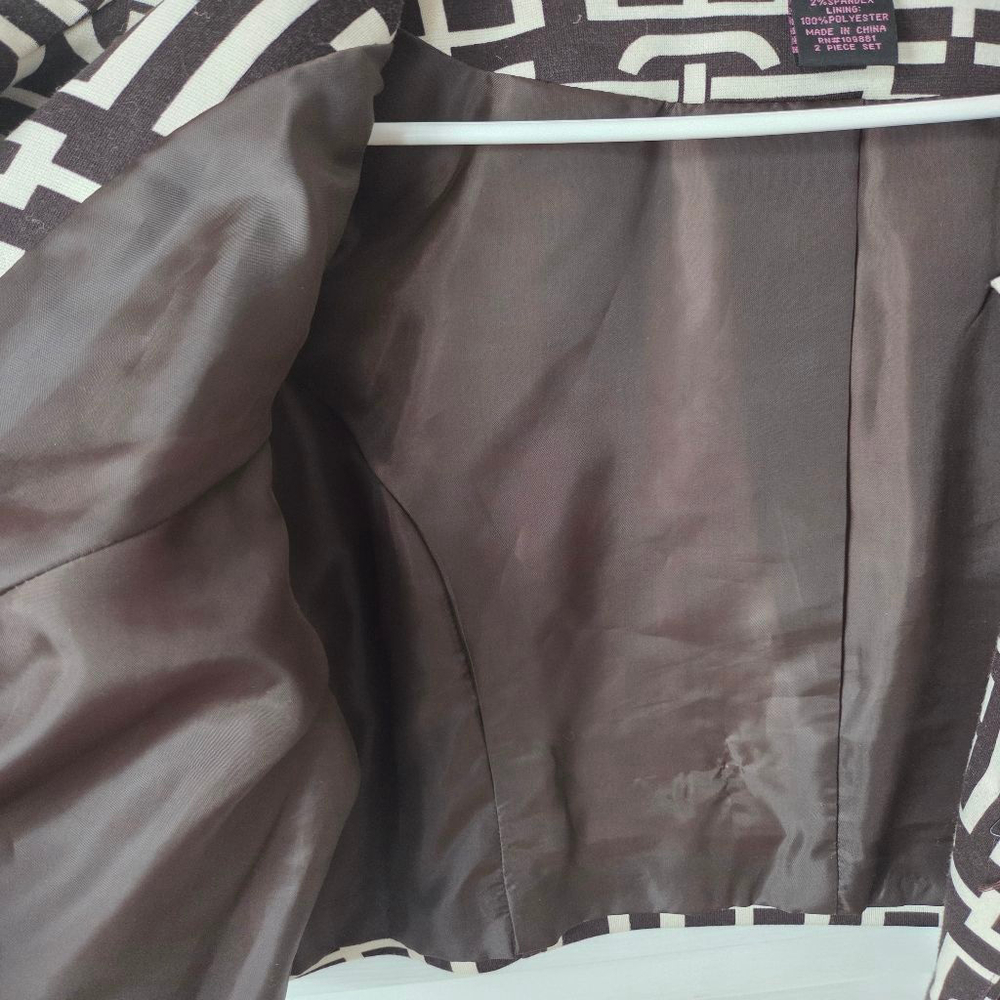 Signature by Robbie Bee half sleeve brown and white dress over coat ONLY - Picture 9 of 10